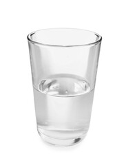 Glass of water on white background