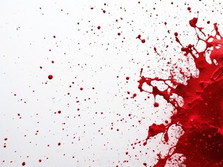 Red paint splattered on a white background. The splattered paint is in the shape of a starburst, with the majority of the paint on the right side of the image.