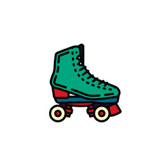 Original vector illustration. A contour icon. Vintage roller skates.