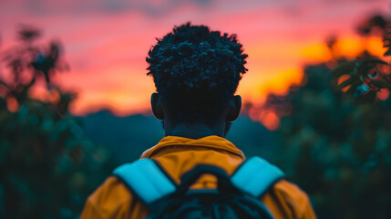 Obraz premium Man Birdwatching The Wilderness Man With