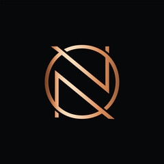 Letter N logo in a modern round geometric style. Vector design