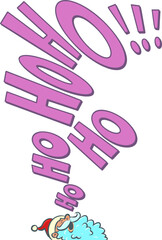 Santa Claus laughs with text phrases. The upcoming New Year and Christmas holiday. Seasonal winter mood during the holidays.