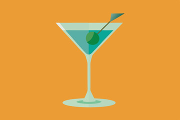 Martini, watercolor clipart illustration with isolated background.
