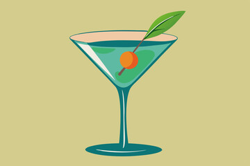 Martini, watercolor clipart illustration with isolated background.

