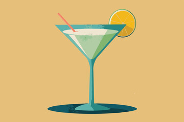 Martini, watercolor clipart illustration with isolated background.
