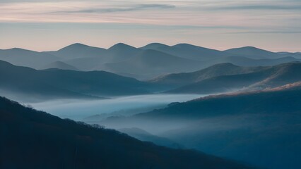 Fototapeta premium Morning fog in the Blue Ridge Mountains