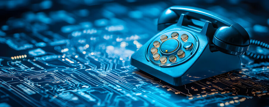 Telephony in telecommunication, visualizing the transition from analog to digital