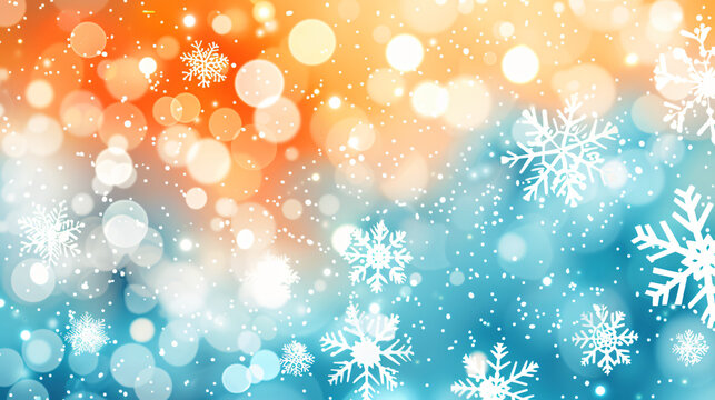 Winter wonderland: bokeh background with falling snowflakes, ideal for holiday season