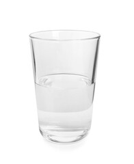 Glass of clean water on white background