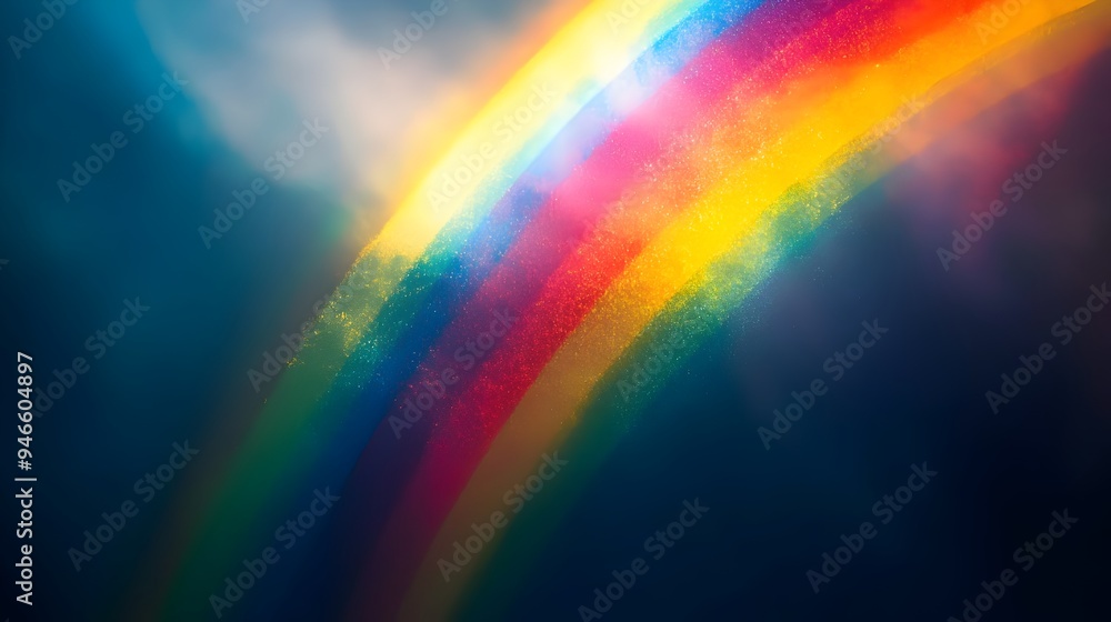 Poster a conceptual image depicting a rainbow splitting into multiple luminous arcs each with vibrant and d