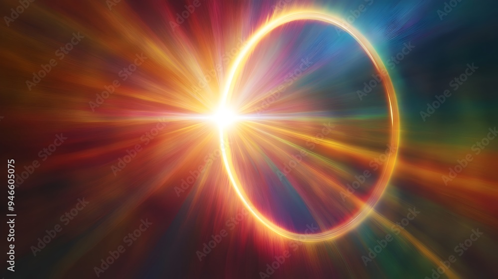 Poster enchanting circular rainbow of radiant light and color a conceptual image showcasing a vivid spectru