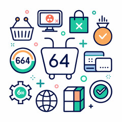 Online shopping and e-commerce editable stroke outline icons set isolated on white background flat vector illustration. Pixel perfect. 64 x 64.