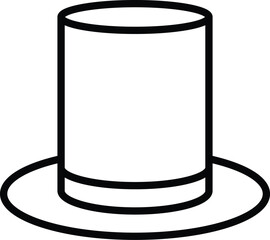 Top Hat Vector Icon - High-Resolution Magic Hat Illustration, Perfect for Magician Themes, Vintage Fashion, and Performance Graphics