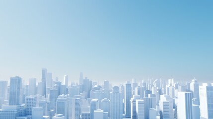 A minimalist city skyline with a clear blue sky, emphasizing urban architecture.