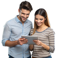 Smiling Couple Looking At Tablet Together