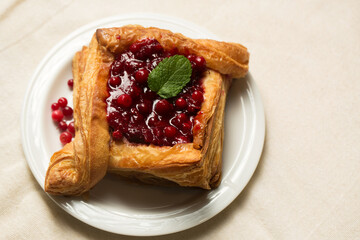 Cranberry dessert on a light color