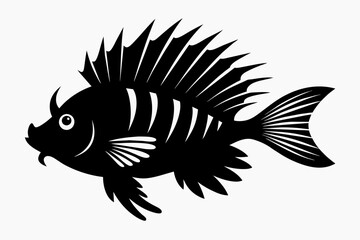  Lionfish fish silhouette black vector art illustration