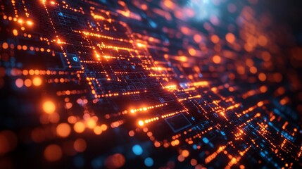 Obraz premium A vibrant display of holographic symbols illustrates distinct types of data in a futuristic digital landscape, showcasing advanced technology.