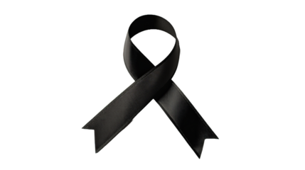 Awareness black ribbon isolated on transparent for breast cancer
