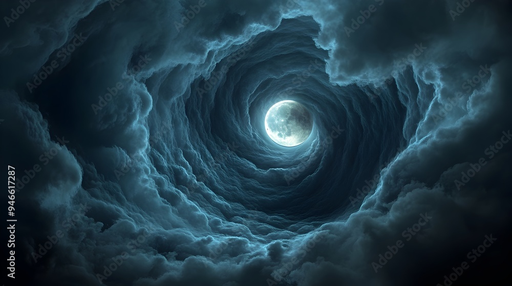 Aufkleber enigmatic lunar eclipse a captivating celestial encounter depicting the moon shrouded in swirling cl
