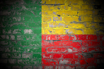 Flag of Benin on brick wall