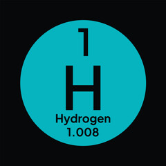 Hydrogen, chemical element of the periodic table vector design. Symbol Illustration Icon Education