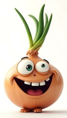  A closeup of a cartoon style onion smile icon with large expression  (10)