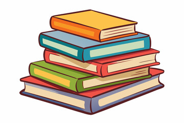 Stack of books watercolor clipart illustration with isolated background
