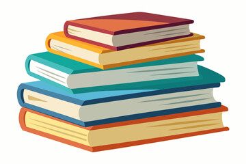 Stack of books watercolor clipart illustration with isolated background
