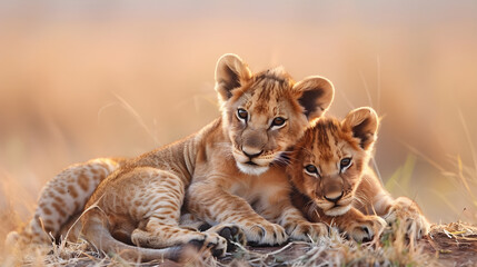 Obraz premium lioness with cubs