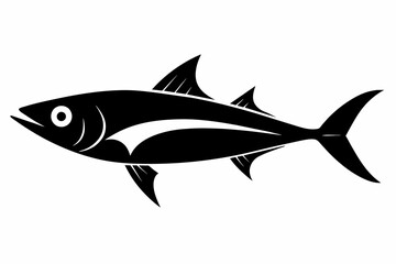 Mackerel fish silhouette black vector art illustration