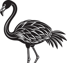 A flamingo full body silhouette vector on white background.