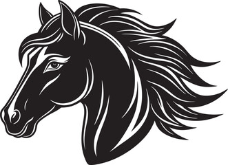 A horse head silhouette vector on white background