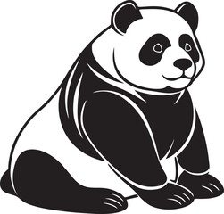 A panda silhouette vector on white background