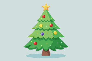 Christmas tree watercolor clipart illustration with isolated background.
