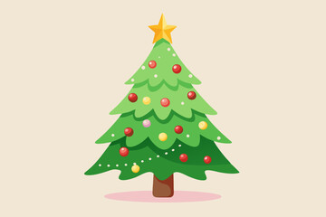 Christmas tree watercolor clipart illustration with isolated background.
