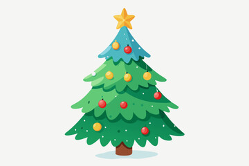 Christmas tree watercolor clipart illustration with isolated background.
