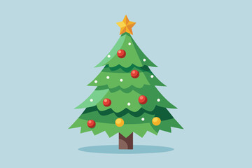Christmas tree watercolor clipart illustration with isolated background.
