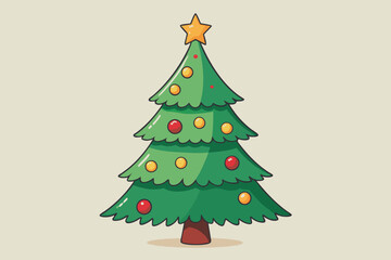 Christmas tree watercolor clipart illustration with isolated background.
