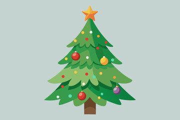 Christmas tree watercolor clipart illustration with isolated background.
