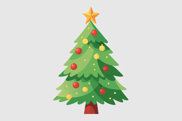 Christmas tree watercolor clipart illustration with isolated background.
