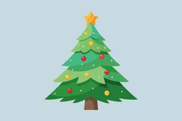 Christmas tree watercolor clipart illustration with isolated background.
