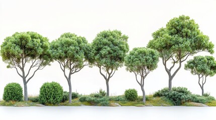 Fototapeta premium Row of Trees and Shrubs Generative AI