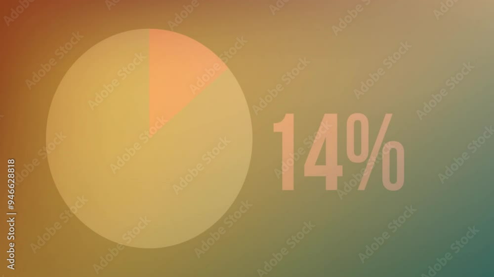 Aufkleber 50 percent text animation over gradient background with half-filled circle