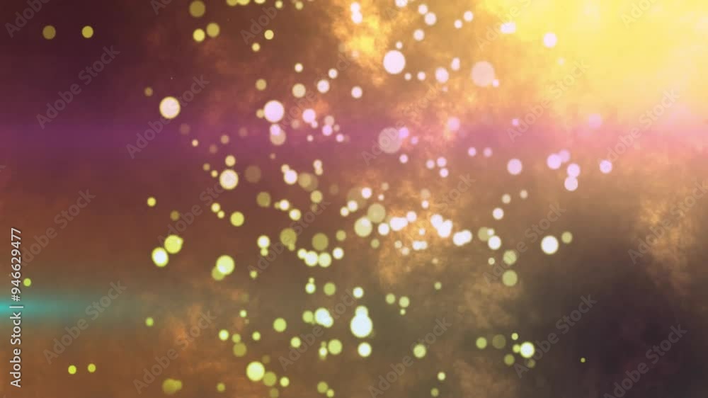 Poster glowing bokeh lights animation over colorful abstract backdrop