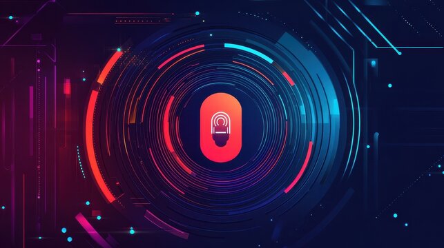 A stylized secure login screen icon showcases vibrant colors and digital elements, emphasizing information security and user authentication