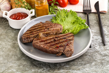 Delicus grilled beef steak with sauce
