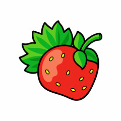 Obraz premium Strawberry with leaves stock illustration