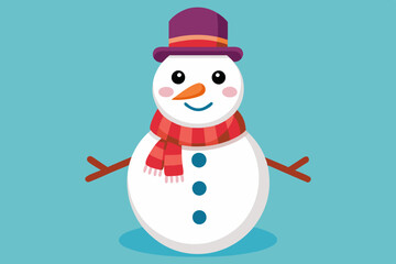 Snowman clipart, isolated vector illustration.