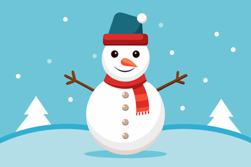 Snowman clipart, isolated vector illustration.